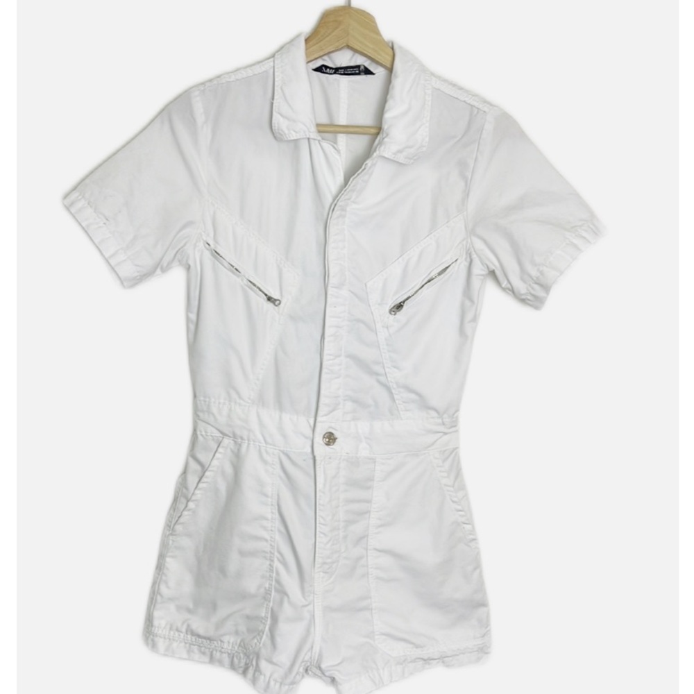 Zara high waist utility romper XS